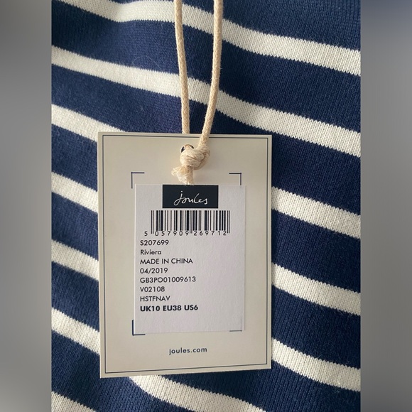Joules Riviera Dress - Striped round neck 100% cotton dress - US6 /UK10 - Picture 7 of 12